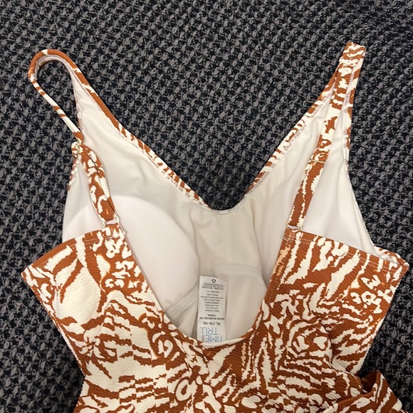 Time and Tru Brown Print Beach Pool Swim Suit - Picture 3 of 7